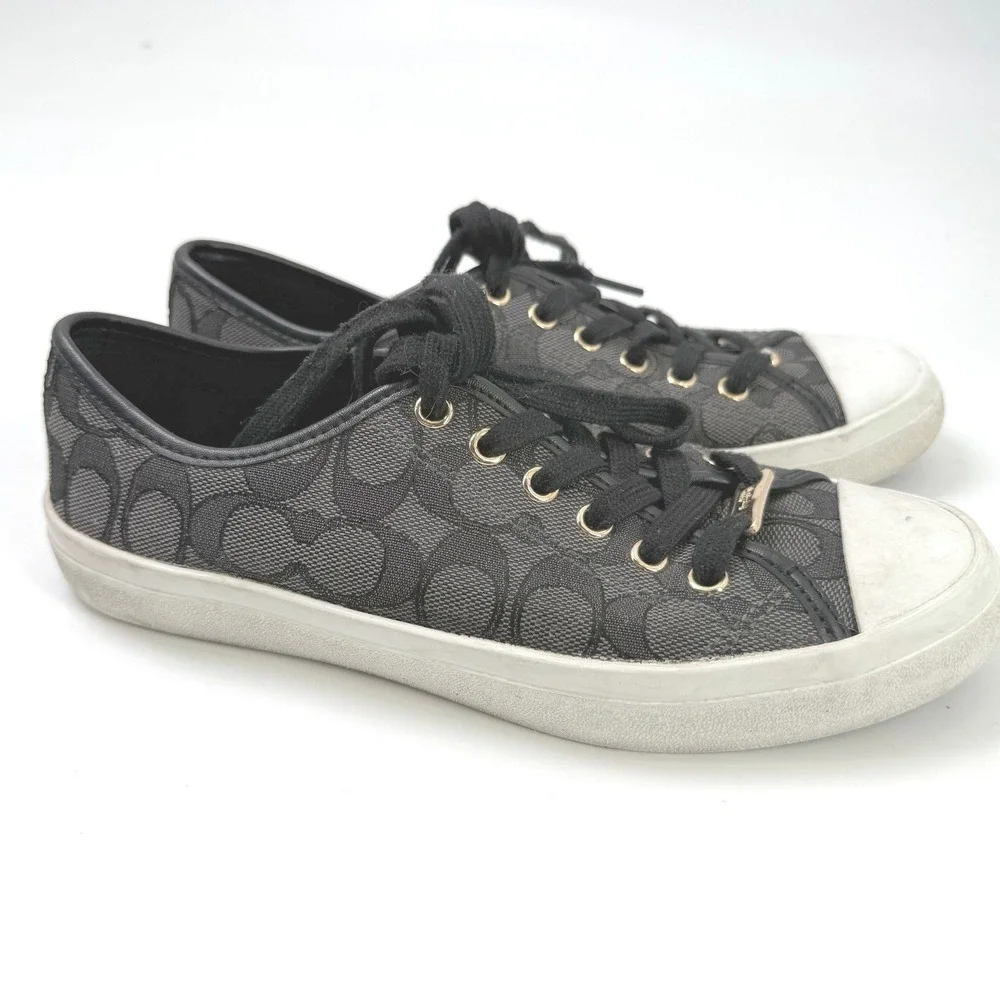 Coach Empire Sneakers Women 7.5B Signature Monogram Black‎ Designer Streetwear